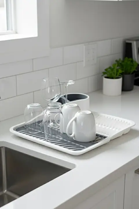 Modern Countertop Dish Rack with Cutlery Holder