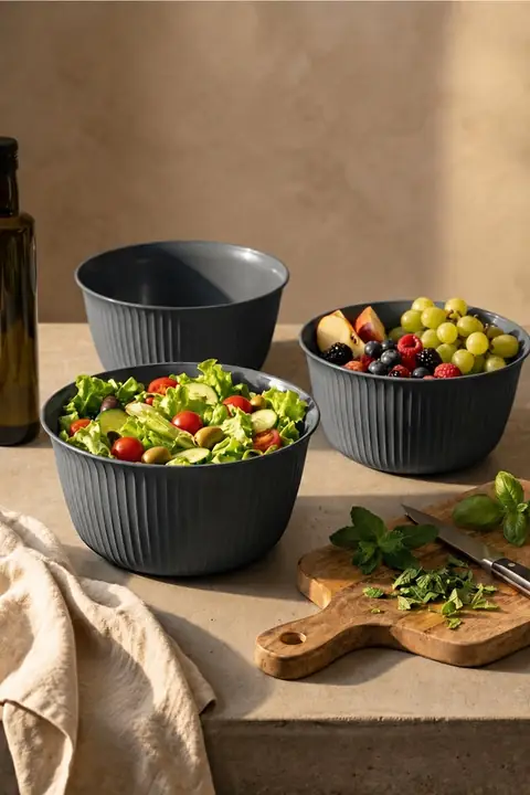 3-Pack Plastic Mixing & Storage Bowl, 2 L