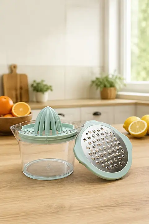 2-in-1 Kitchen Grater with Container & Manual Citrus Juicer