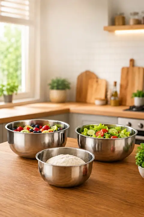 3-Piece Stainless Steel Mixing Bowl Set, 1200/2500/4000 ml
