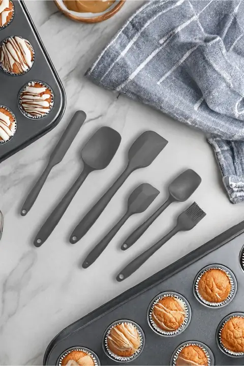 6-Piece Silicone Kitchen Spatula & Brush Set