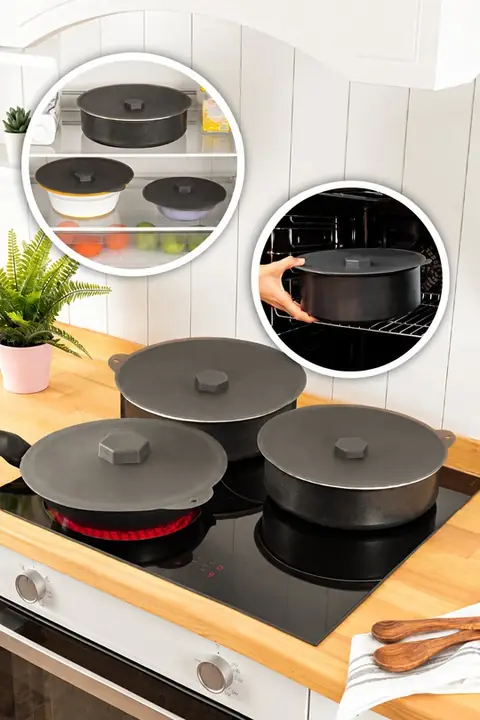 3-Piece Large Silicone Pot & Pan Lid Set