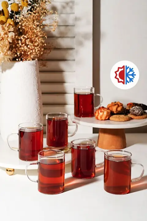6-Piece Heat-Resistant Borosilicate Glass Mug Set