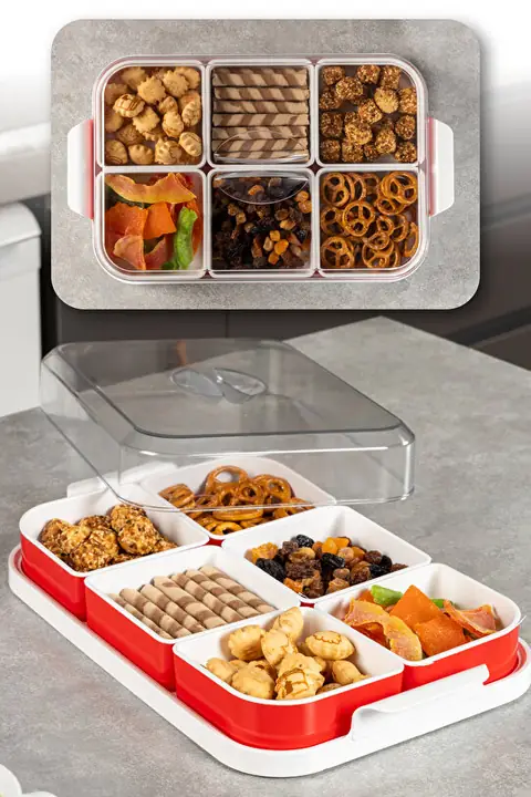 Lidded Breakfast Server, 6 Compartments