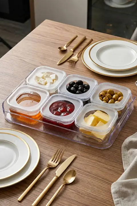 7-Piece Breakfast Set – 6 Lidded Containers & Rectangular Tray