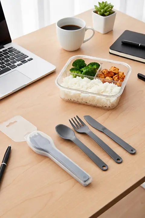 2-Pack Portable Plastic Cutlery Set with Case