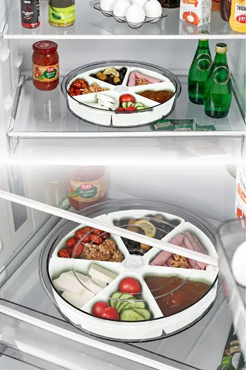 Rotating Breakfast Server with Lid, Triangular Compartments