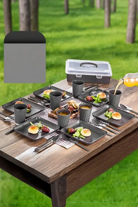 32-Piece Portable Picnic Set for 6 with Storage Box