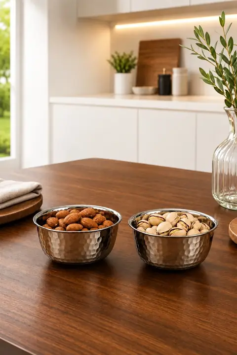 2-Piece Stainless Snack Bowl Set, 9.5×6 cm