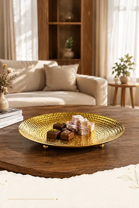 Hammered Metal Serving Tray, 20 cm