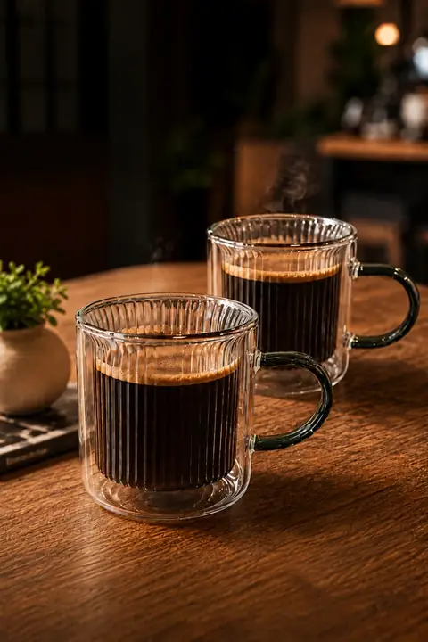 2-Piece Double-Wall Borosilicate Glass Mug, 270 ml