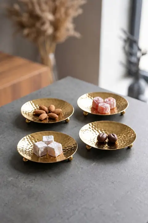 4-Piece Mini Metal Candy Dish, Hammered