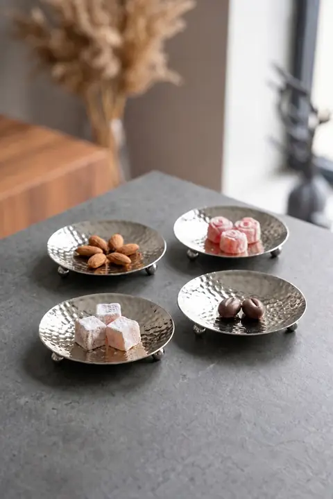 4-Piece Mini Metal Candy Dish, Hammered