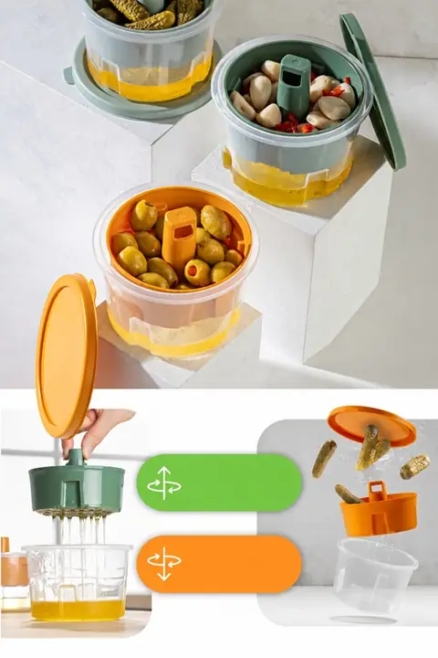 3-Piece Olive & Pickle Serving Container Set with Strainer