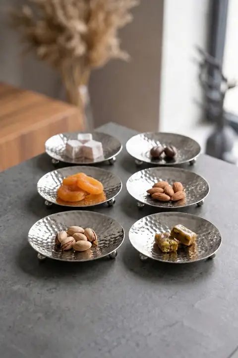 6-Piece Mini Metal Candy Dish, Hammered