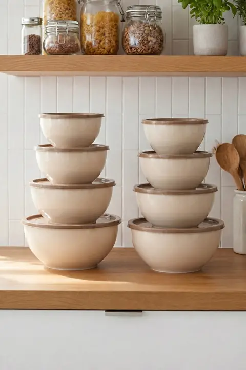 8-Piece Round Bowl Set with Lids, 1/1.5/2.3/3.3 L