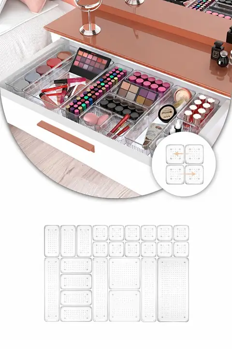 25-Piece Drawer & Cabinet Organizer Set for Makeup, Jewelry & Accessories