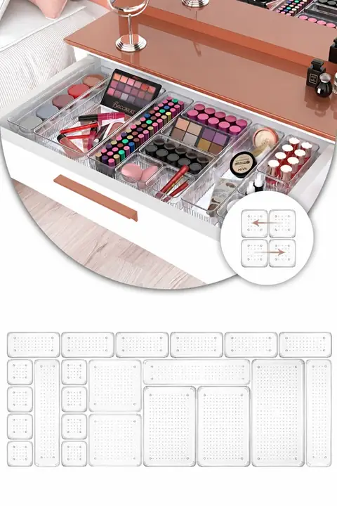 22-Piece Drawer & Cabinet Organizer Set for Jewelry & Makeup