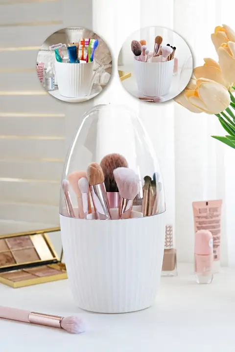 Dome-Lid Makeup Organizer, 7 Compartments