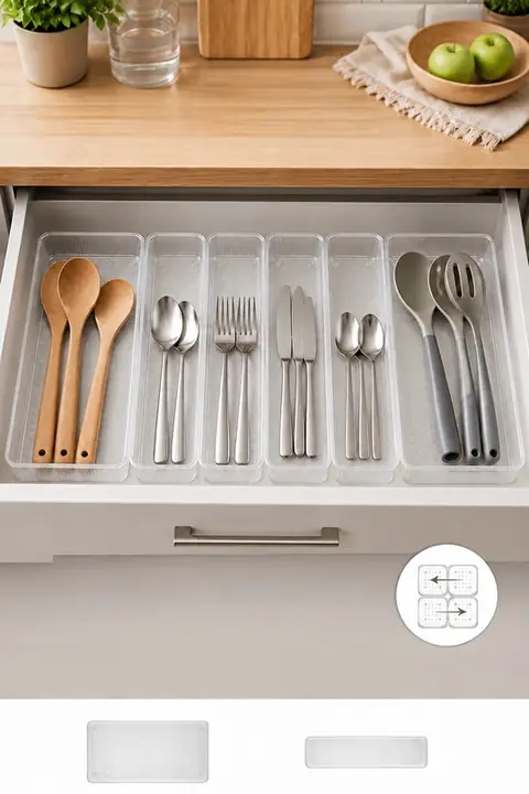 6-Piece Modular Cutlery Drawer Organizer Set