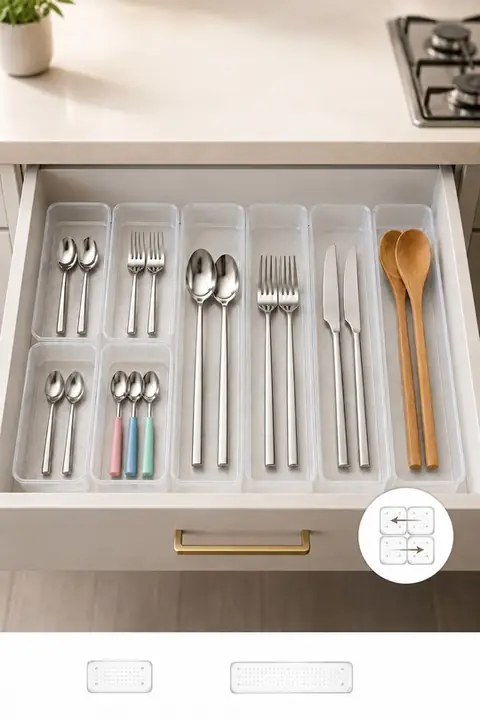 8-Piece Modular Cutlery Drawer Organizer Set