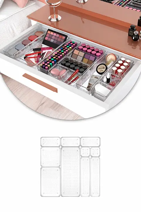 10-Piece Drawer Organizer Set for Jewelry & Cosmetics
