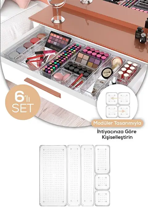 6-Piece Drawer & Cabinet Organizer Set – Bath, Makeup, Jewelry