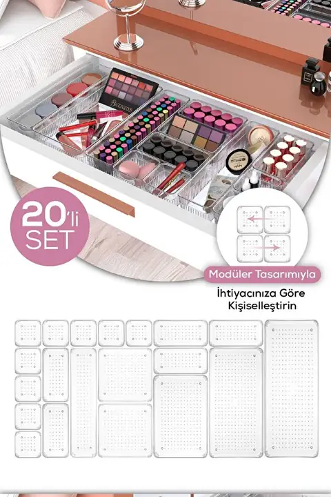 20-Piece Drawer, Bathroom & Desk Organizer Set