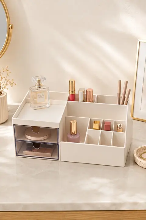 Double-Drawer Makeup Organizer, 11 Compartments