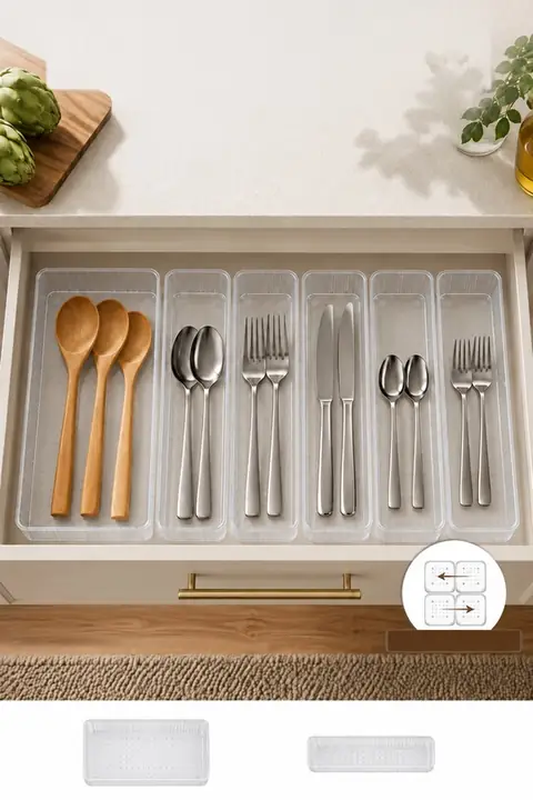 6-Piece Modular Cutlery Drawer Organizer Set