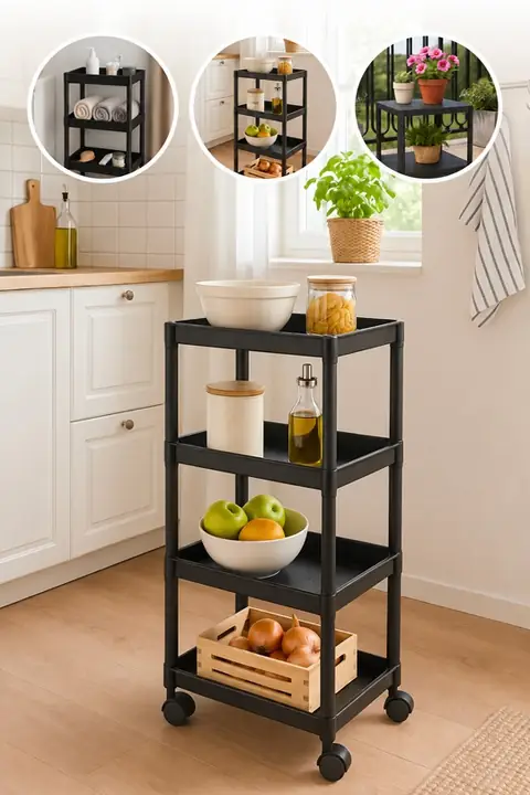 4-Tier Rolling Shelf for Kitchen & Bath