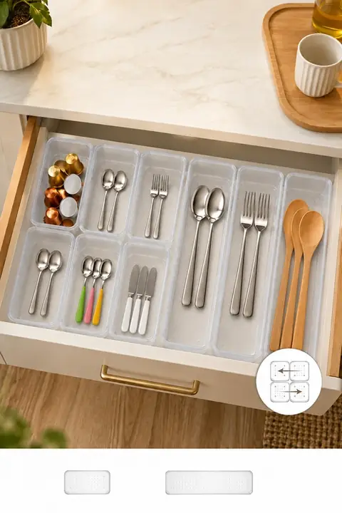 9-Piece Modular Cutlery Drawer Organizer Set