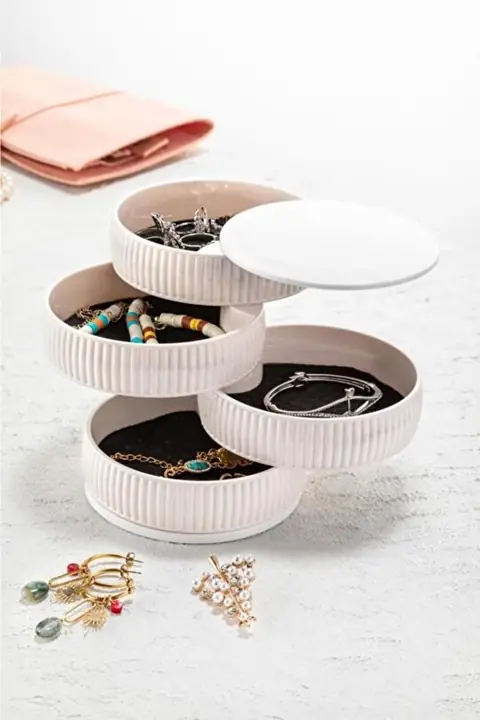 4-Tier Rotating Jewelry Organizer Tower, Striped