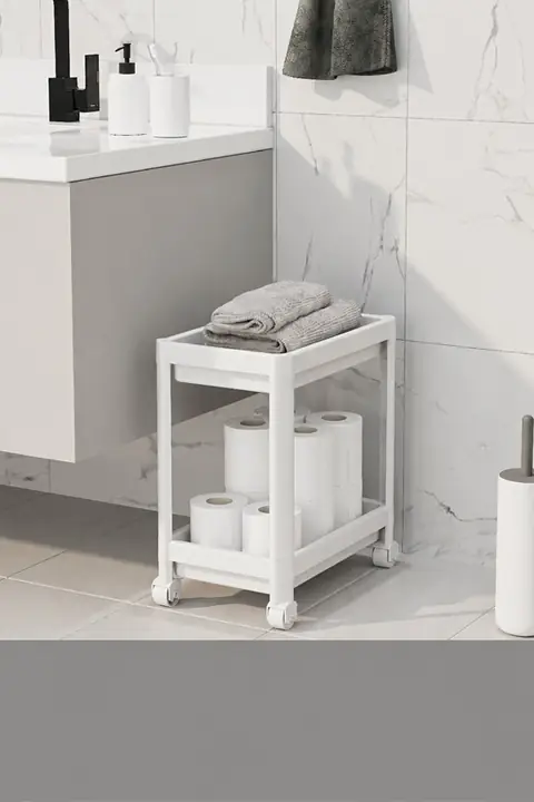 2-Tier Rolling Organizer Shelf – Under Sink, Bath & Kitchen