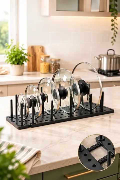 Adjustable Pot Lid Organizer Rack