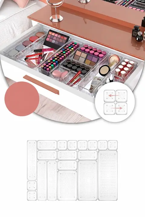 19-Piece Kitchen Drawer Organizer Set with Cutlery Trays