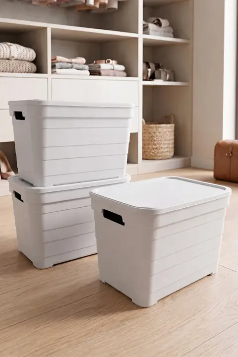 3-Pack Lidded Storage Box Organizer, 16 L