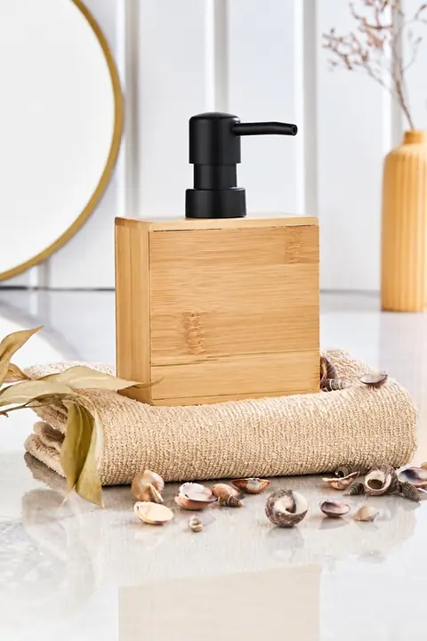 Bamboo Rectangular Soap Dispenser, 220 ml