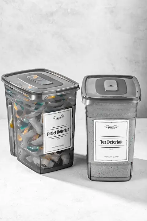2-Pack Extra-Large Powder & Tablet Detergent Box with Labels, 2×3.5 L