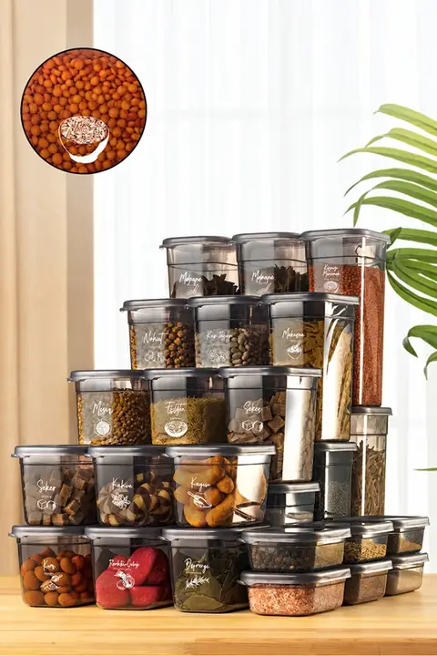 30-Piece Rectangular Storage Box Set, 6×(1.9/1.5/1.15/0.8/0.4 L)