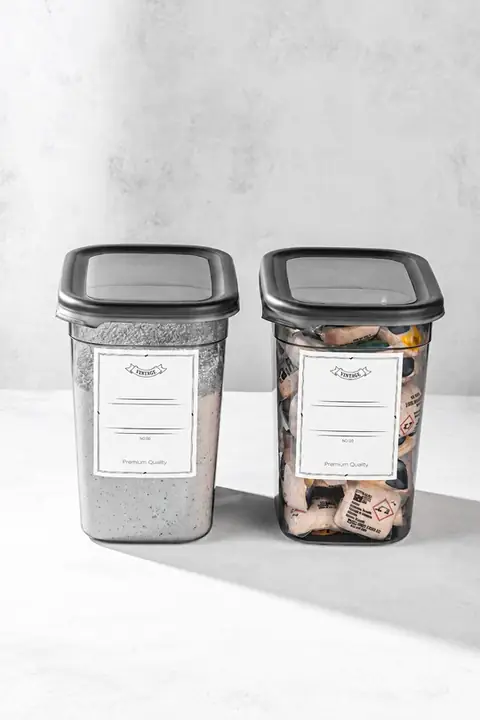 2-Pack Powder & Tablet Detergent Storage Box with Labels, 2 L