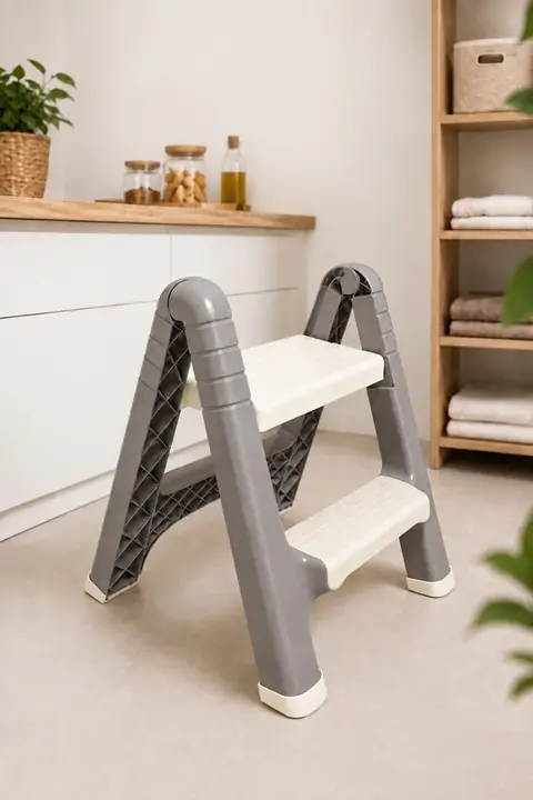 Foldable 2-Step Plastic Stool