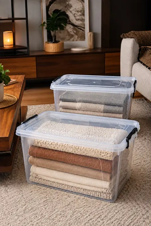 2-Piece Locking-Lid Rectangular Storage Box Set, 25 L