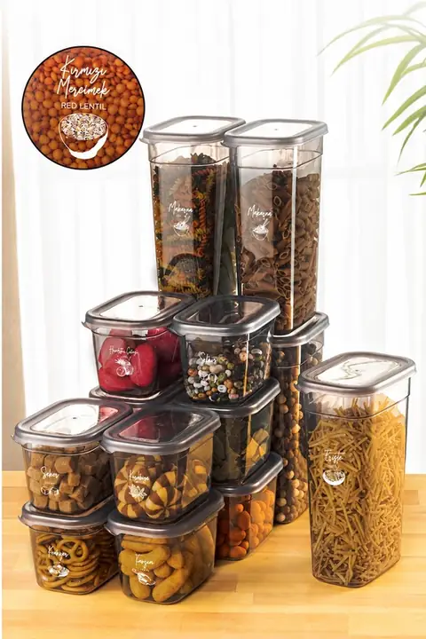15-Piece Rectangular Storage Box Set, 5×(1.9/0.8/0.4 L)