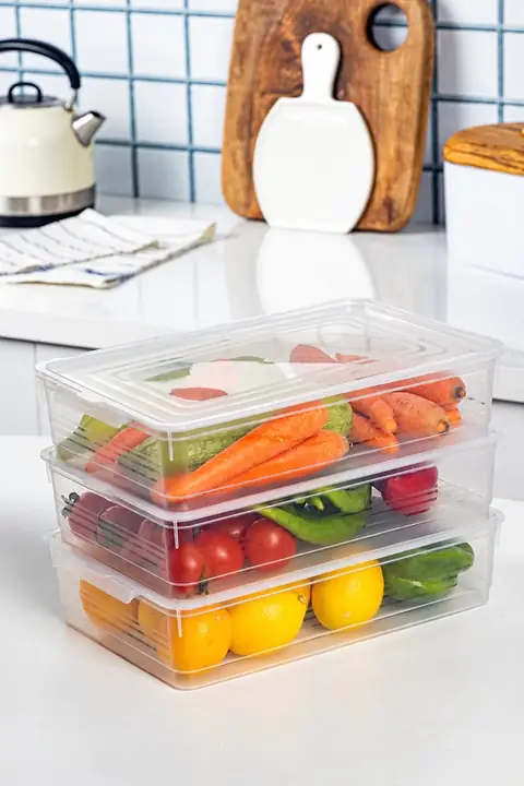 3-Pack Stackable Lidded Storage Box, 3 L