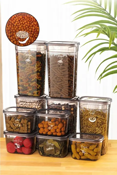 10-Piece Rectangular Storage Box Set, 5×(1.9/0.8 L)
