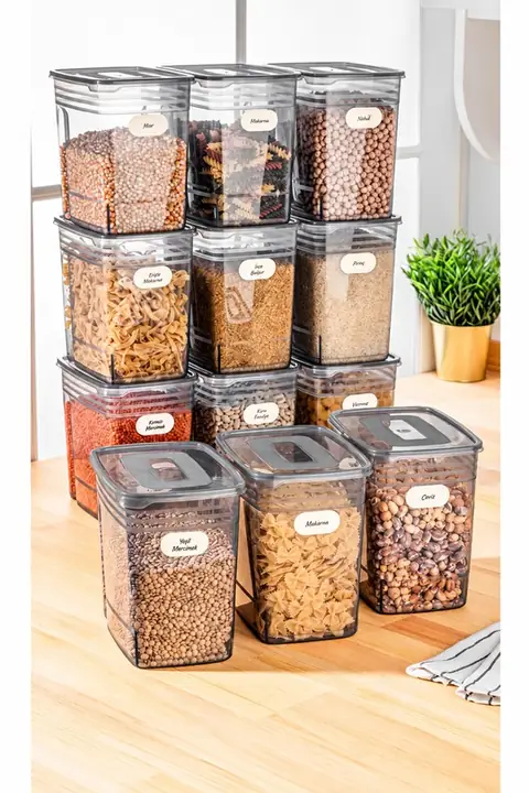12-Piece Large Strip Pantry Container Set with Labels, 3.5 L