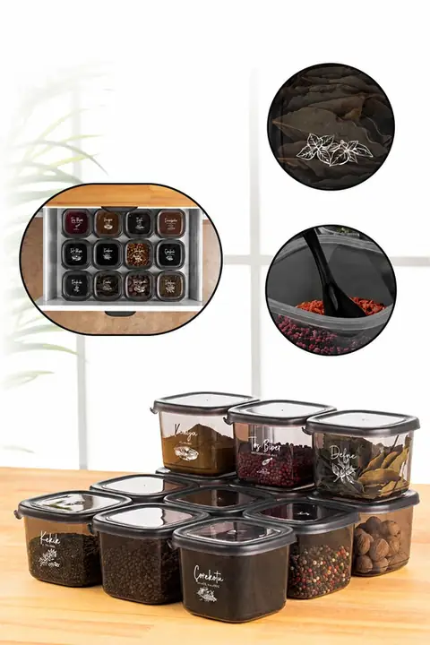 12-Piece Peggy Spice Container Set with Spoons, 0.55 L