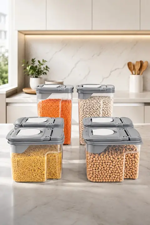 6-Piece Pantry Storage Container Set, 4×1.8 L + 2×3.6 L