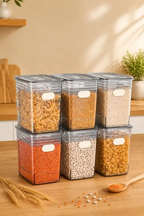 6-Piece Mega Strip Pantry Container Set with Labels, 3.5 L